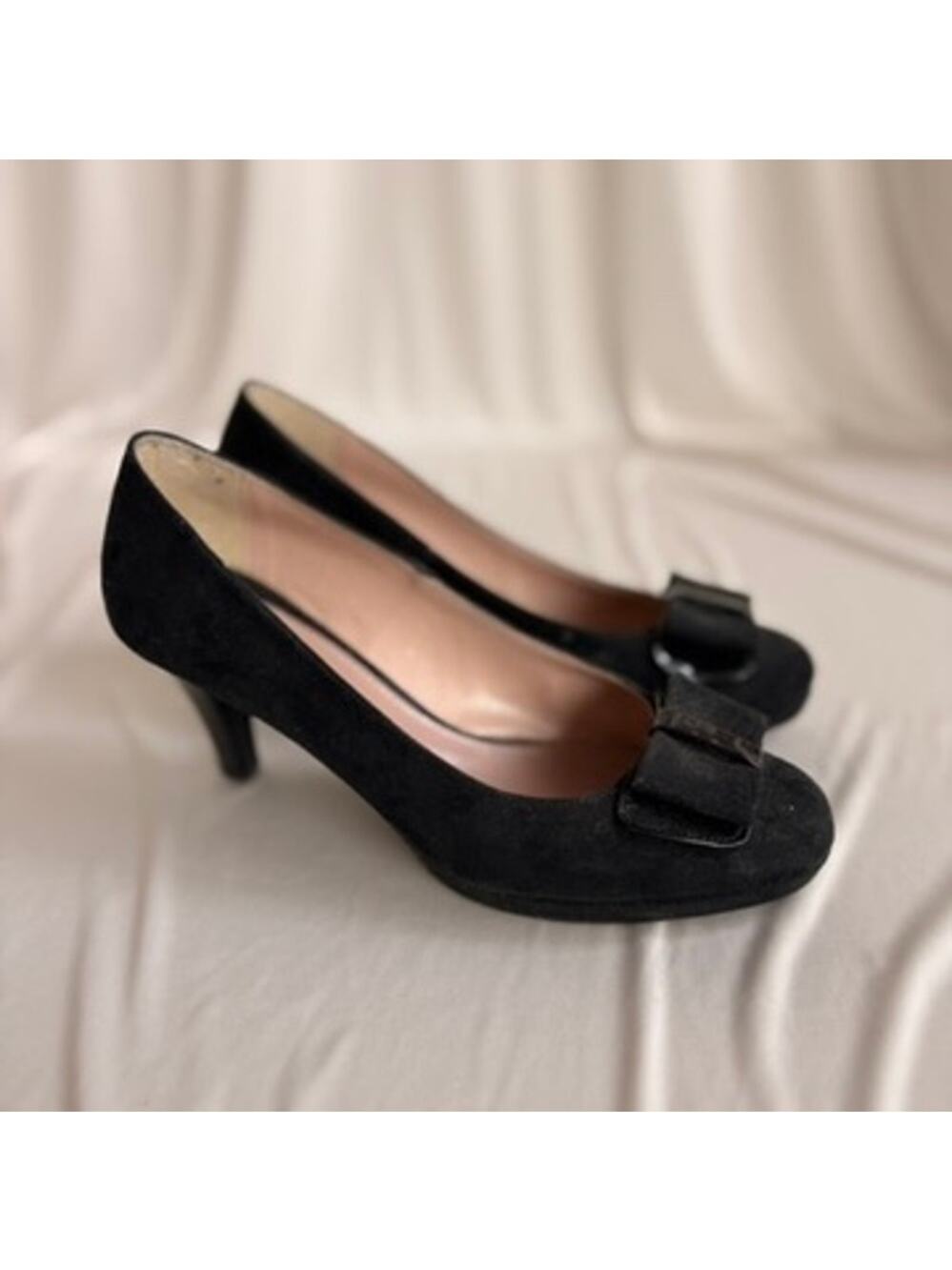 Stefania Velvet Bow Pumps - Black, Made in Greece, EU 39 / US 8